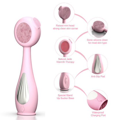 Darling Skin Silicone Rose quartz Vibration Heating Facial Brush