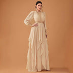Women's Elegant Chiffon Sequined Lantern Sleeve Dress