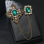 Fashion Vintage Baroque Crsytal Cross Chains Brooches For Women Men Rhinestone Classic Badges Accessories Party Banquet Jewelry