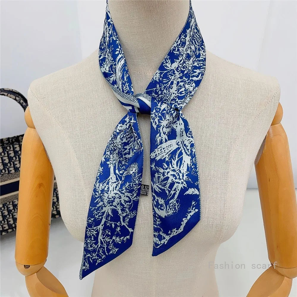 Tarot New  Versatile Plants and Flowers Women's Entanglement Bag Ribbon Streamer Small Scarf Silk Scarf Wholesale