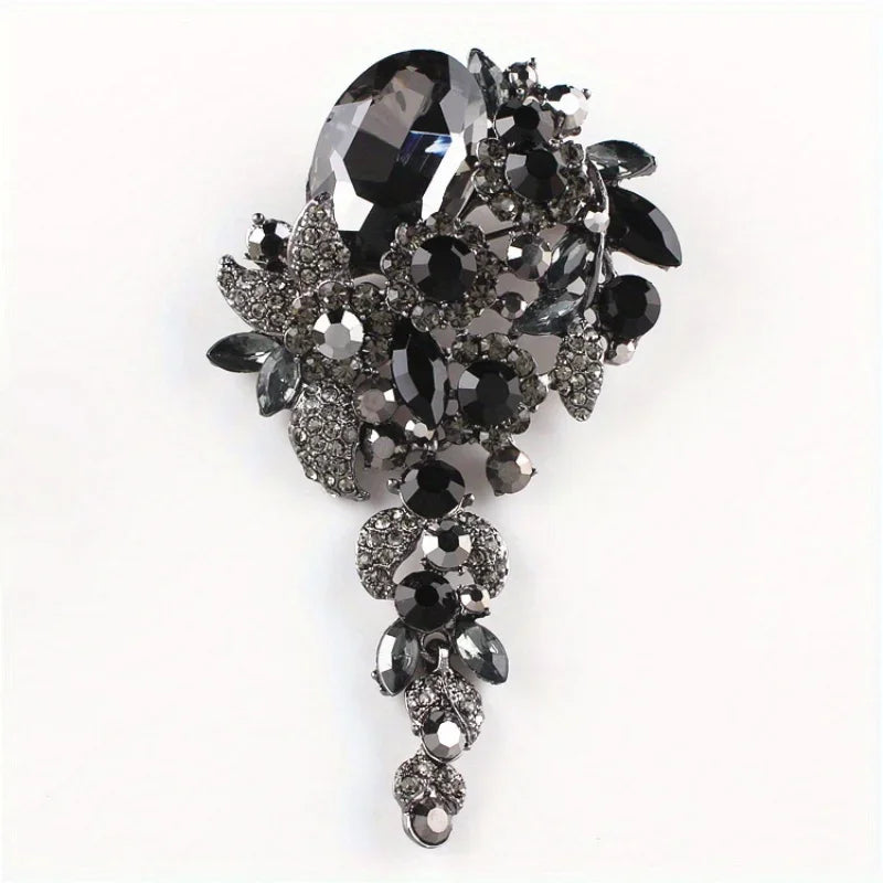 Fashion Female Long Tassel Brooch Retro Rhinestone Exaggerated Corsage Pin For Women
