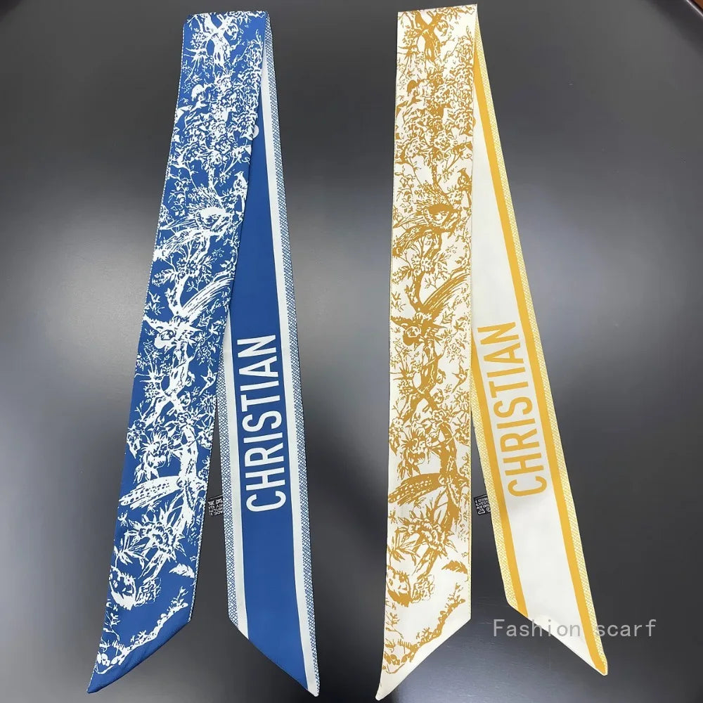 Tarot New  Versatile Plants and Flowers Women's Entanglement Bag Ribbon Streamer Small Scarf Silk Scarf Wholesale
