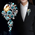 Fashion Female Long Tassel Brooch Retro Rhinestone Exaggerated Corsage Pin For Women