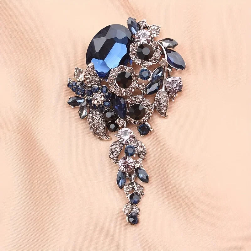 Fashion Female Long Tassel Brooch Retro Rhinestone Exaggerated Corsage Pin For Women
