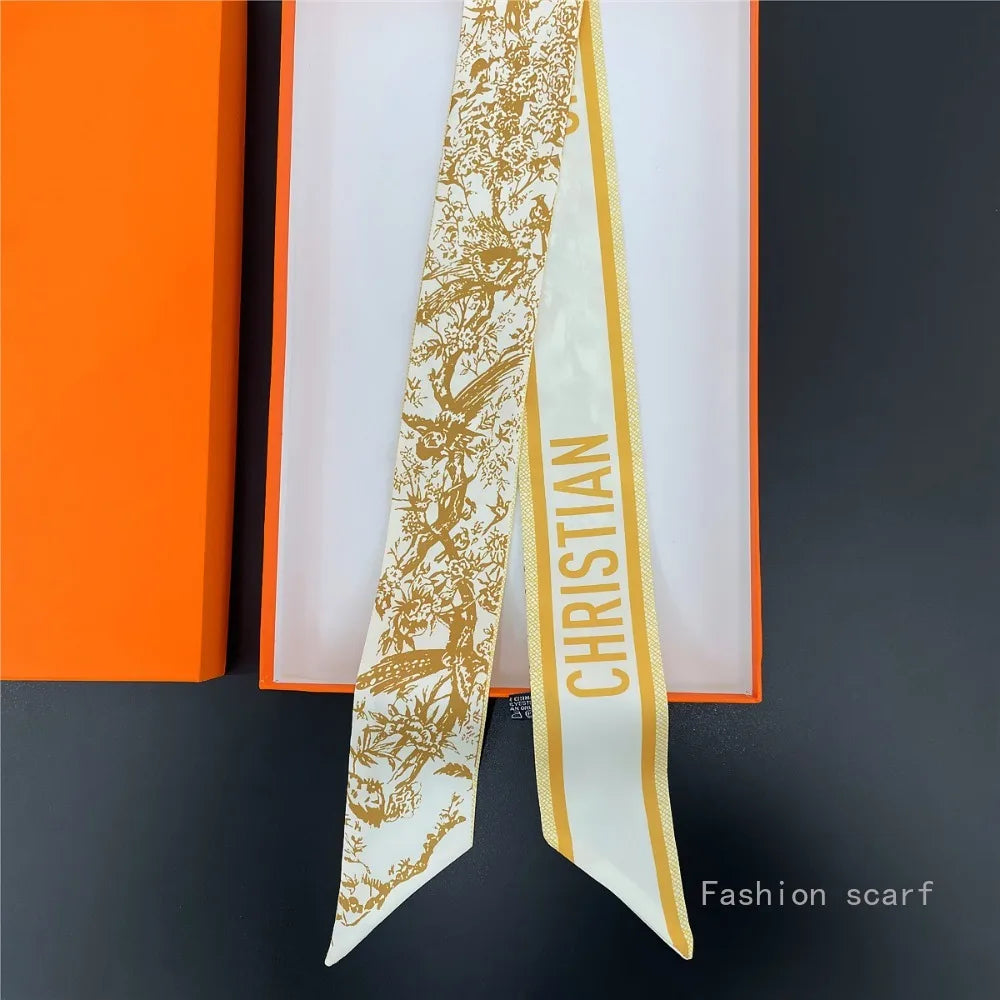 Tarot New  Versatile Plants and Flowers Women's Entanglement Bag Ribbon Streamer Small Scarf Silk Scarf Wholesale