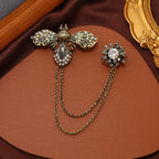 Fashion Vintage Baroque Crsytal Cross Chains Brooches For Women Men Rhinestone Classic Badges Accessories Party Banquet Jewelry