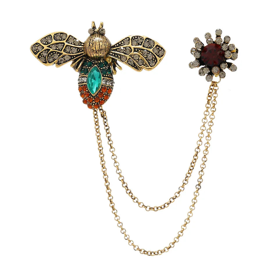 Fashion Vintage Baroque Crsytal Cross Chains Brooches For Women Men Rhinestone Classic Badges Accessories Party Banquet Jewelry