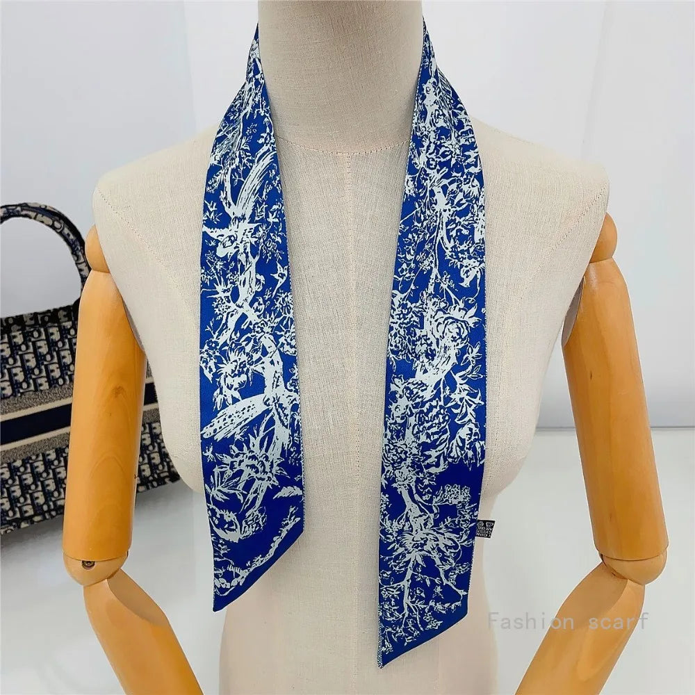 Tarot New  Versatile Plants and Flowers Women's Entanglement Bag Ribbon Streamer Small Scarf Silk Scarf Wholesale
