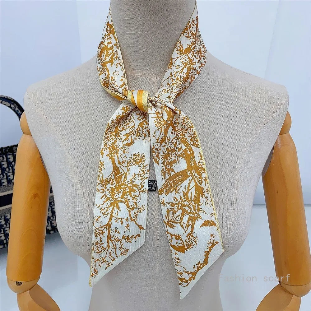 Tarot New  Versatile Plants and Flowers Women's Entanglement Bag Ribbon Streamer Small Scarf Silk Scarf Wholesale