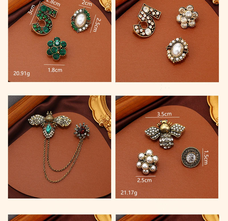 Fashion Vintage Baroque Crsytal Cross Chains Brooches For Women Men Rhinestone Classic Badges Accessories Party Banquet Jewelry