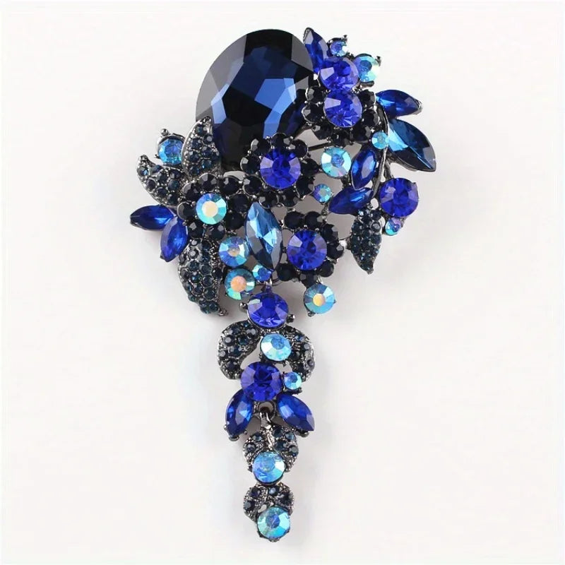 Fashion Female Long Tassel Brooch Retro Rhinestone Exaggerated Corsage Pin For Women