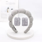 3Pcs Coral Fleece Washing Wristbands Terry Cloth Puffy Headband Spa Sponge Headband for Washing Face Makeup Shower Skincare