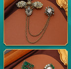 Fashion Vintage Baroque Crsytal Cross Chains Brooches For Women Men Rhinestone Classic Badges Accessories Party Banquet Jewelry